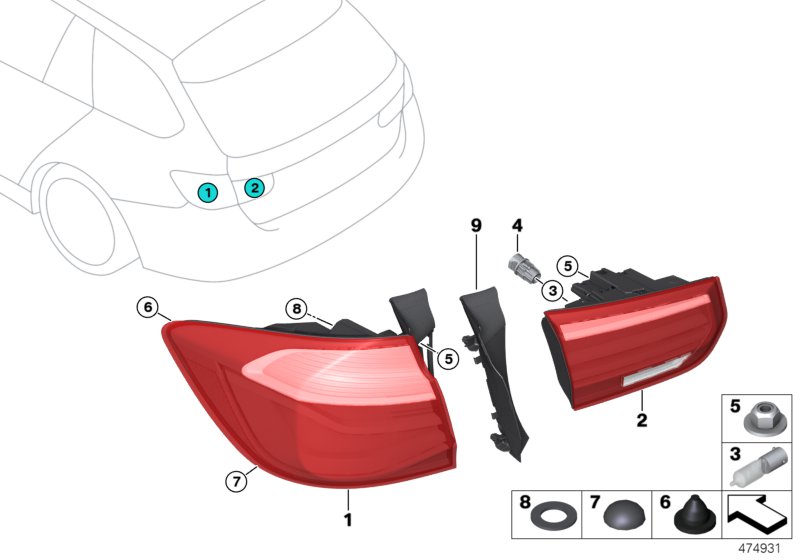 Genuine BMW 63217456531 F31 Rear Light In The Side Panel, Left BLACK LINE (Inc. 328dX, 328iX & 330iX) | ML Performance UK Car Parts