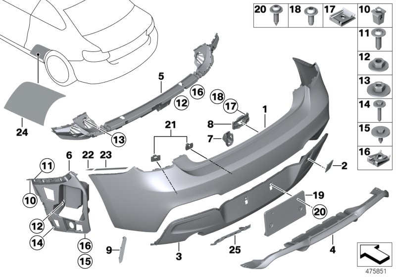 Genuine BMW 51128071154 Set Of Mounts For Pdc Sensor, Rear M (Inc. M2 & M2 Competition) | ML Performance UK Car Parts