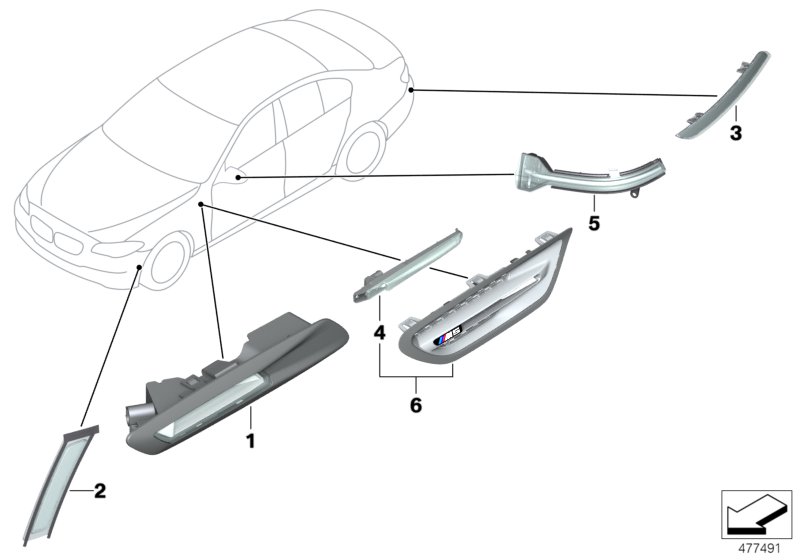 Genuine BMW 63147203265 F13 F06 Side Marker Reflector, Left (Inc. 535iX) | ML Performance UK Car Parts