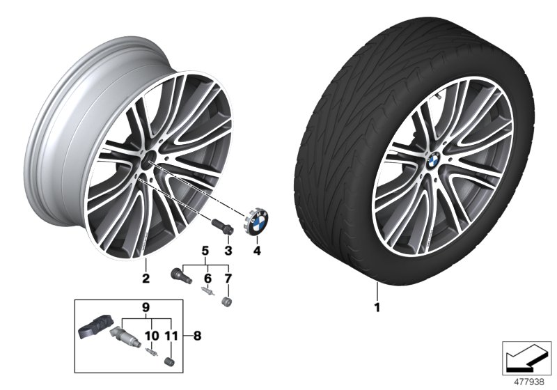 Genuine BMW 36118053502 G30 G31 Disk Wheel, Light Alloy, In Orbitgrey 9JX20 ET:44 (Inc. 540i, 520i & 530iX) | ML Performance UK Car Parts