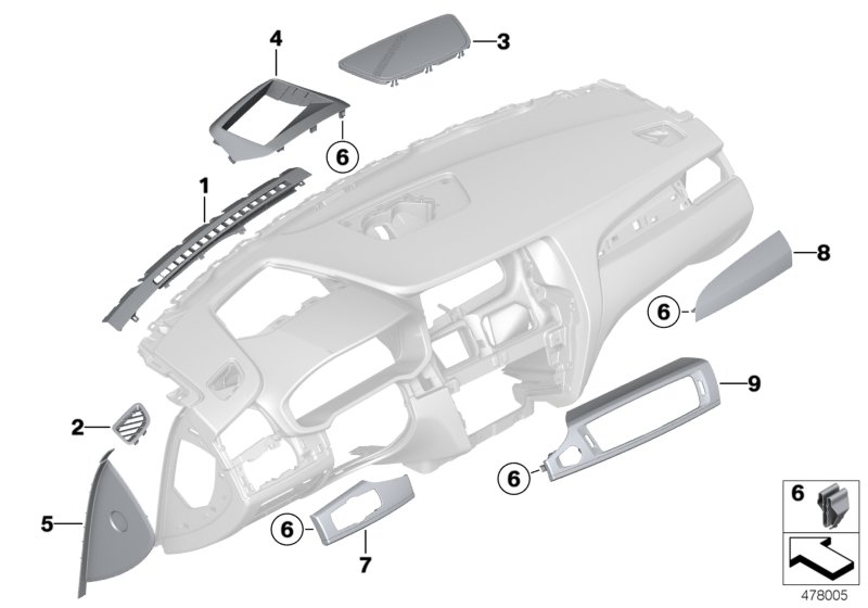 Genuine BMW 51459201686 F25 Trim Instr.Pan.Al Brush.Lengthw.Fr.Pass. Left hand drive (Inc. X3) | ML Performance UK Car Parts