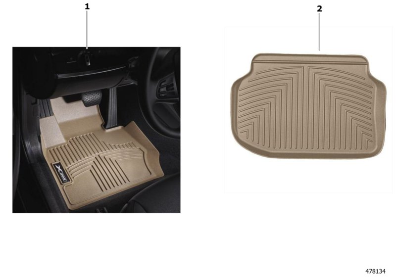 Genuine BMW 82112220879 All Weather Floor Liners, Front - Beige 5SERIES (Inc. 535d, M5 & 535i) | ML Performance UK Car Parts