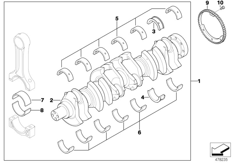 Genuine BMW 11217785741 E39 At-Crankshaft With Bearing Shells (Inc. 525d) | ML Performance UK Car Parts