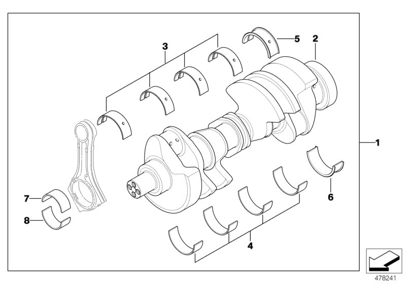 Genuine BMW 11212248597 E38 E65 Guide-Bearing Shell Yellow 70,00MM (Inc. 740d) | ML Performance UK Car Parts