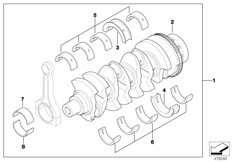 Genuine BMW 11217787726 E53 E61 E87 Bearing Shell Yellow 59,75MM(+0,25) (Inc. 530d, 320d & X5 3.0d) | ML Performance UK Car Parts