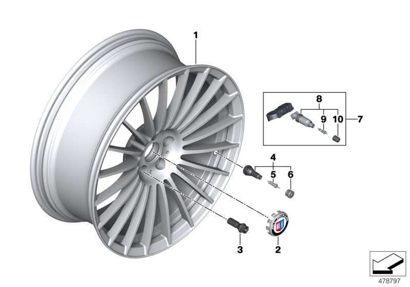 Genuine BMW 36107991470 G12 Light Alloy Rim, Silver 8,5X21 ET:25 (Inc. ALPINA B7) | ML Performance UK Car Parts