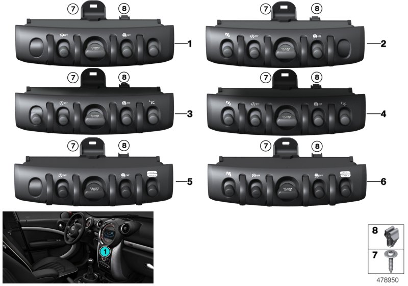 Genuine BMW 61319328289 F55 F56 Switch Unit, Center Console SST, MSA, DTC, HUD (Inc. One, Cooper S & One D) | ML Performance UK Car Parts