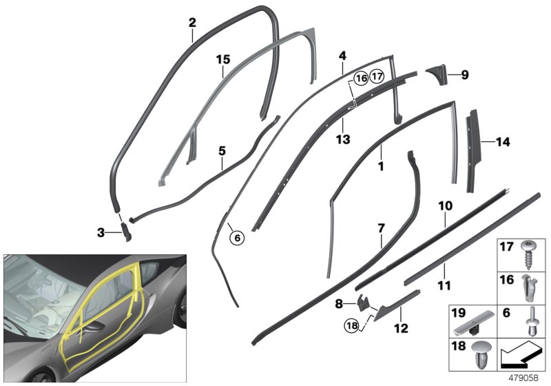 Genuine BMW 51217312984 Sealing, Roof Frame Right (Inc. i8) | ML Performance UK Car Parts