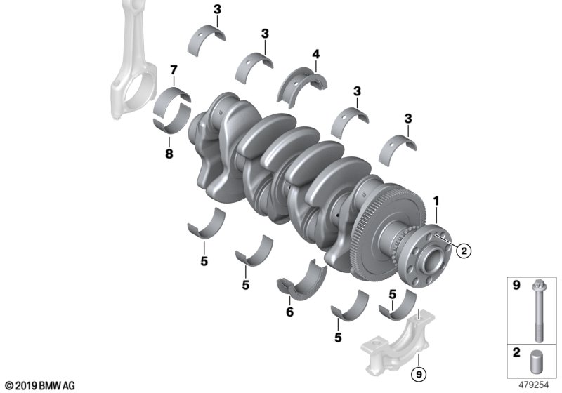 Genuine BMW 11218656480 F39 F40 Guide-Bearing Shell Blue 55,00MM  (Inc. M135iX, X2 M35iX & M235iX) | ML Performance UK Car Parts