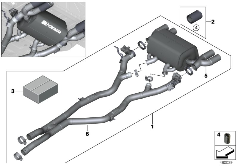 Genuine BMW 18302357917 F80 F83 F82 Front Pipe, Rear Muffler, Titanium 