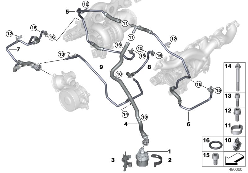 Genuine BMW 11538654395 RR31 G12 Coolant Line, Turbocharger Return Line ZYL. 7-12 (Inc. Cullinan, Cullinan Black Badge & Phantom) | ML Performance UK Car Parts