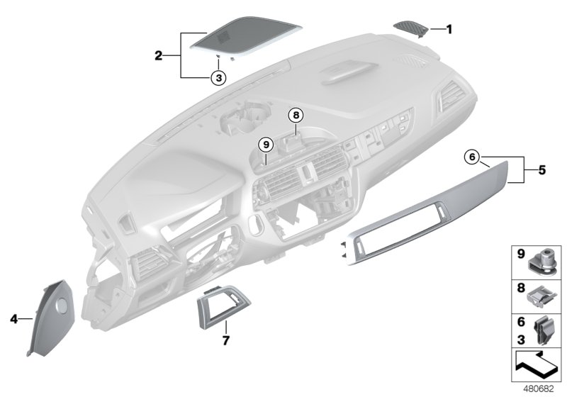 Genuine BMW 51456809409 F22 F23 Cover Panel Dashboard Fineline Pur PERLGLANZ CHROM (Inc. 218d, 225d & 230iX) | ML Performance UK Car Parts