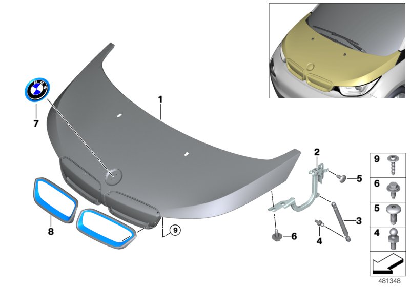 Genuine BMW 51237299167 Left Engine Hood Hinge (Inc. i3 94Ah, i3s 120Ah & i3s 94Ah) | ML Performance UK Car Parts