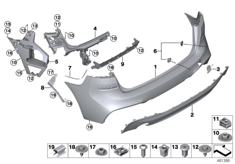 Genuine BMW 51128057910 F45 Guide For Bumper, Side, Right - M - (Inc. 218dX, 216d & 225i) | ML Performance UK Car Parts