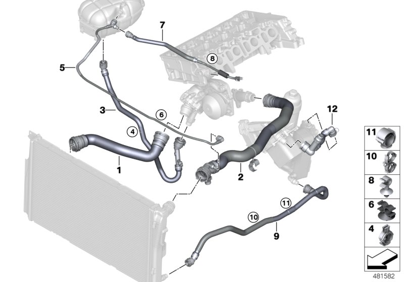 Genuine BMW 11538571359 F30 G07 F22 Bracket For Coolant Line (Inc ...