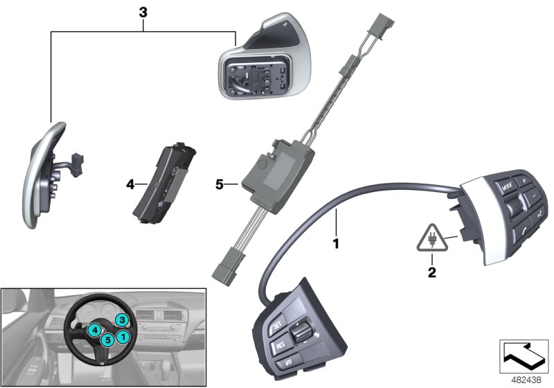 Genuine BMW 61319270261 F26 F25 F15 Switch, Mf Steering Wheel, Sport (Inc. X3) | ML Performance UK Car Parts