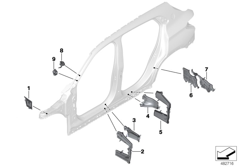 Genuine BMW 41007429658 F39 Shaped Part B-Pillar Inner Front Right (Inc. X2 18dX, X2 20i & X2 25dX) | ML Performance UK Car Parts