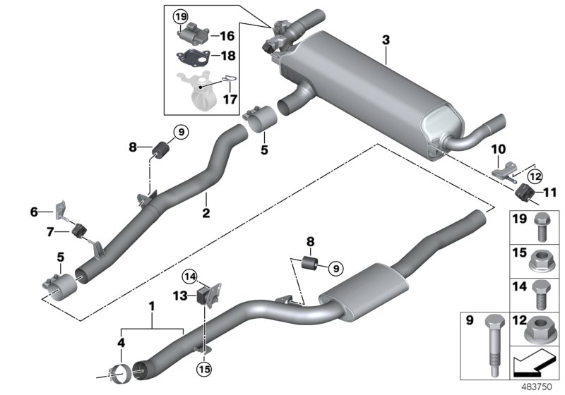 Genuine BMW 18308637733 G12 G11 Rear Muffler With Exhaust Flap (Inc. 740Le, 740LeX & 730i) | ML Performance UK Car Parts