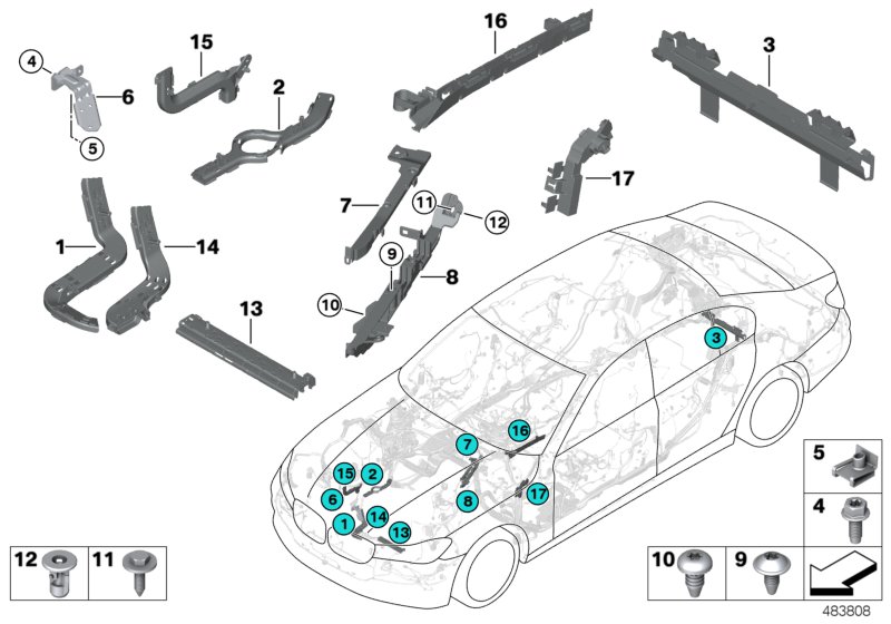 Genuine BMW 61139325416 G12 G30 Cable Guide (Inc. 745e, 740iX & 640dX ...