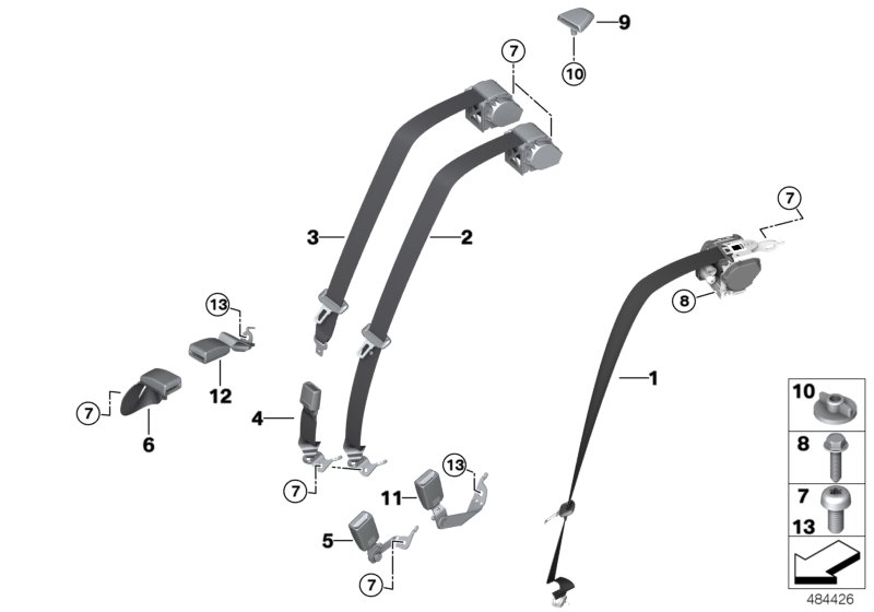 Genuine BMW 72118092488 F90 G30 Upper Belt Rear Right SCHWARZ M (Inc. 530iX, 540iX & M5) | ML Performance UK Car Parts