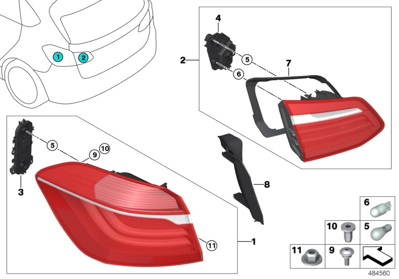 Genuine BMW 63217491338 Rear Light In The Side Panel, Right (Inc. 220dX, 220d & 225iX) | ML Performance UK Car Parts