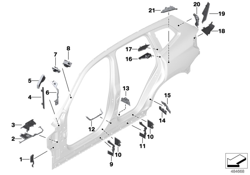 Genuine BMW 41007400959 Shaped Part, Roof Frame, Inside (Inc. X3) – ML ...