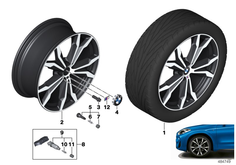 Genuine BMW 36108008622 F39 F48 Disc Wheel Light Alloy Jet Bl.Sol.Paint 8JX20 ET:50 (Inc. X2 18dX, X1 25iX & X2 28i) | ML Performance UK Car Parts