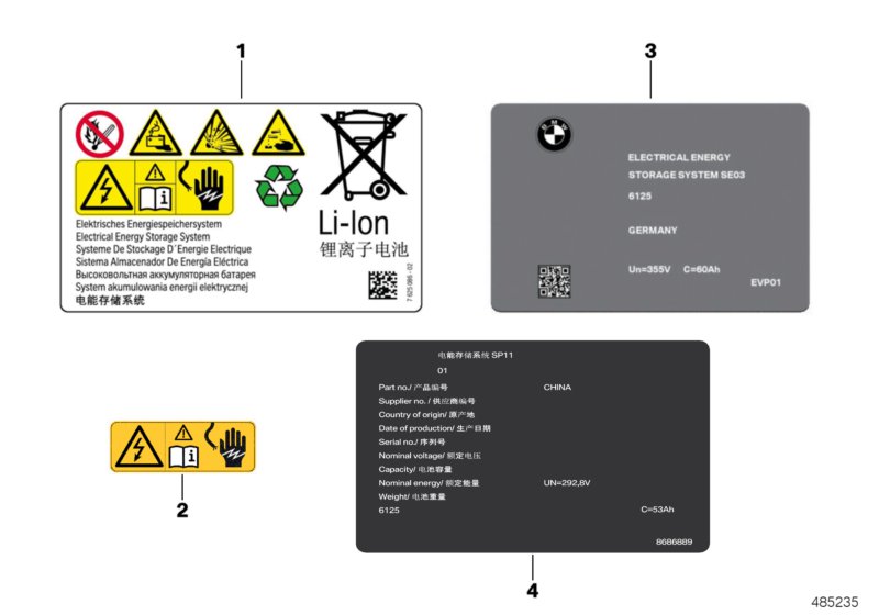 Genuine BMW 12377626091 G11 F45 Warning Sign, High-Volt.Battery Small (Inc. i8, 330e & 745e) | ML Performance UK Car Parts