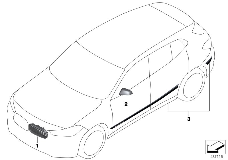 Genuine BMW 51142449810 F39 Foil Application Frozen Black Left/Right M PERFORMANCE (Inc. X2 28i, X2 28iX & X2 25dX) | ML Performance UK Car Parts