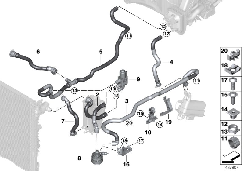 Genuine BMW 64219314672 G30 G11 Coolant Hose, Supply 1 Radiator supply line - switch valve (Inc. 530e, 740Le & 740eX) | ML Performance UK Car Parts