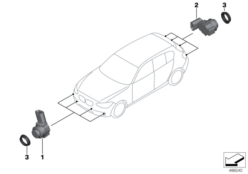 Genuine BMW 66209261591 F30 F32 F87 Ultrasonic Sensor, Imperial Blue WA89 (Inc. 230i, 225d & 114d) | ML Performance UK Car Parts