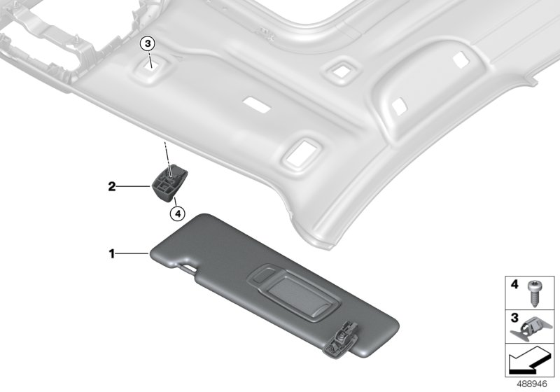 Genuine BMW 51167472092 F39 Right Sun Visor OYSTER (Inc. X2 28i & X2 28iX) | ML Performance UK Car Parts