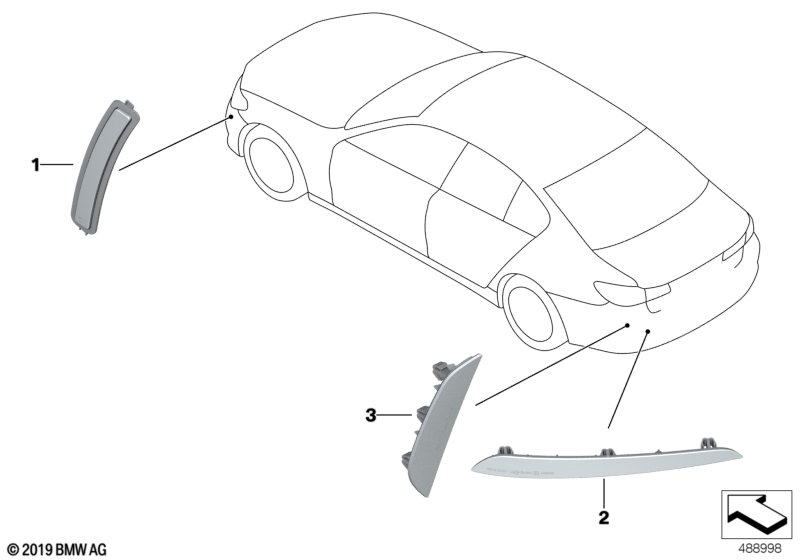 Genuine BMW 63147388766 G30 Reflector, Rear Right (Inc. M550dX) | ML Performance UK Car Parts