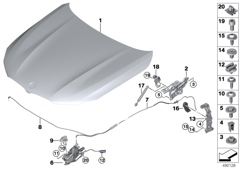 Genuine BMW 51237390755 G14 G12 F93 Lever F Engine Hood Mechanism SCHWARZ (Inc. 725d) | ML Performance UK Car Parts