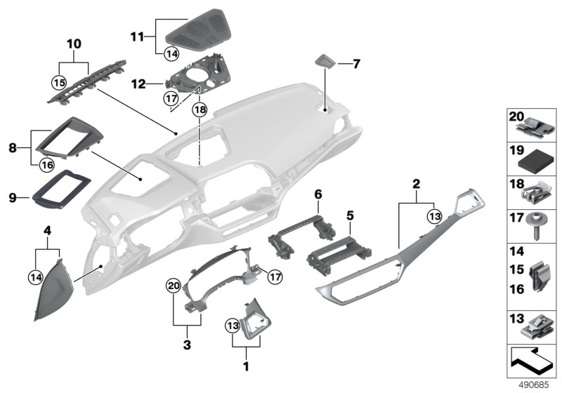 Genuine BMW 51456806855 G20 G21 Trim Instr.Pan.Quartz Silv.Mat.Fr.Pass. (Inc. 330i, 320i 1.6 & 330d) | ML Performance UK Car Parts