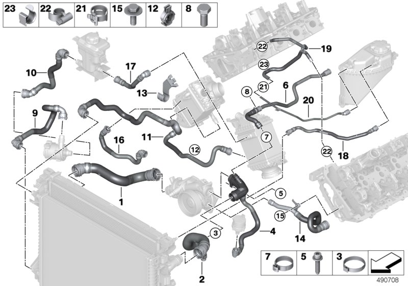 Genuine BMW 17127536486 G06 G05 G07 Hose Radiator-Water Pump (Inc. X5 50iX, X7 M50iX & X7 50iX) | ML Performance UK Car Parts