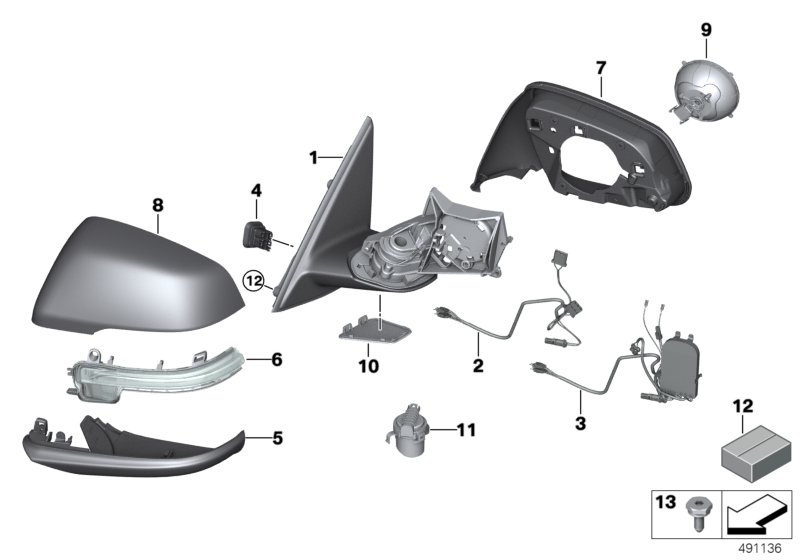 Genuine BMW 51167459787 F48 Exterior Mirror W/O Mounted Parts, Left (Inc. X1 20dX, X1 20d & X1 20iX) | ML Performance UK Car Parts