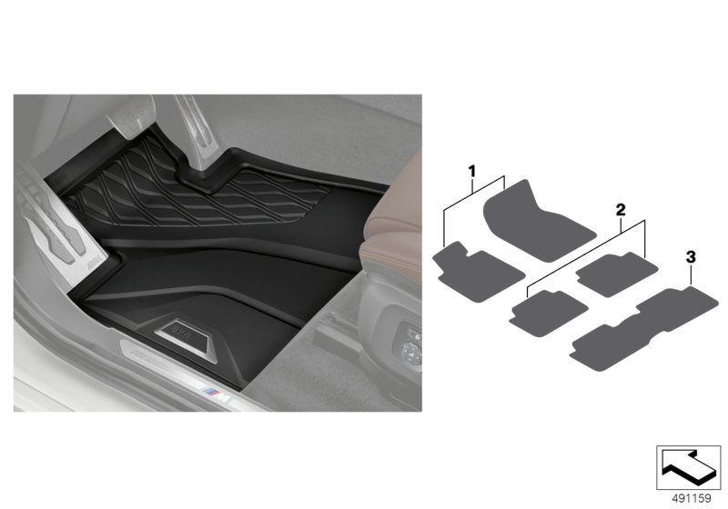 Genuine BMW 51472458555 G07 Floor Mats, All-Weather, Rear 2.SR / 6+7-SITZ (Inc. X7 M50iX, X7 30dX & X7 M50dX) | ML Performance UK Car Parts