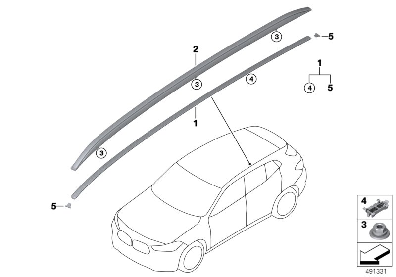 Genuine BMW 51137429617 F39 Roof Molding Left SCHWARZ (Inc. X2) | ML Performance UK Car Parts