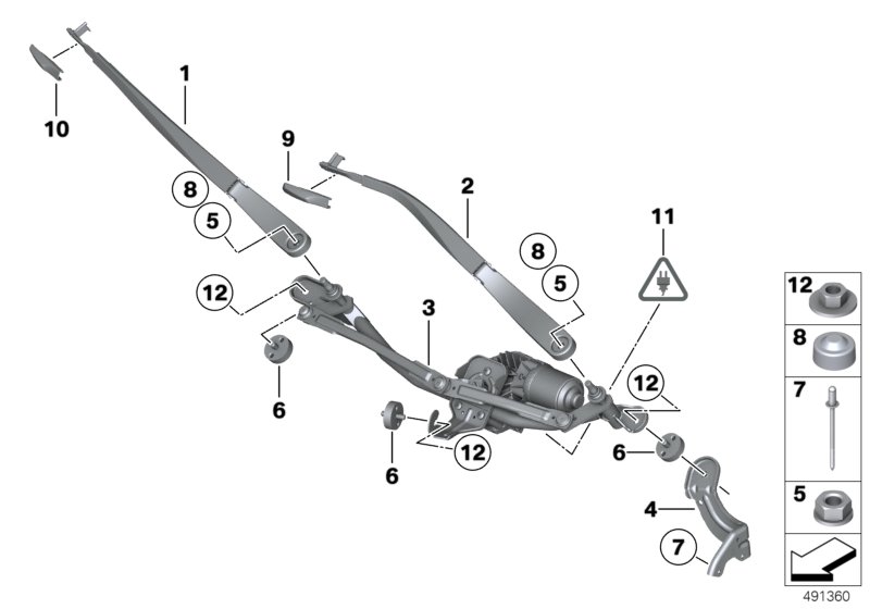 Genuine BMW 61617182459 RR6 Wiper Arm, Driver's Side (Inc. 520d ed, Hybrid 5 & Alpina B7L) | ML Performance UK Car Parts