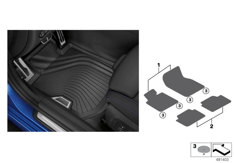 Genuine BMW 51472461168 G20 G21 Floor Mats, All-Weather, Front LHD (Inc. 330i, 320dX & 320d) | ML Performance UK Car Parts