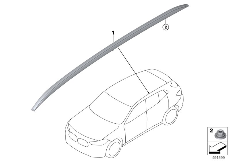 Genuine BMW 51137441651 F39 Roof Railing, Left SCHWARZ (Inc. X2 28i, X2 18d & X2 M35iX) | ML Performance UK Car Parts