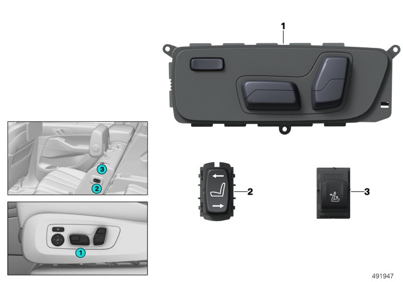 Genuine BMW 61316843016 G05 G07 Switch, Remote Backrest Release, Right (Inc. X5 30dX, X7 40iX & X7 50iX) | ML Performance UK Car Parts