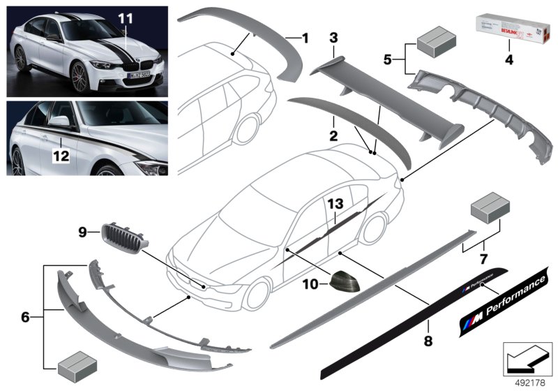 Genuine BMW 51622451779 F30 F80 Support For Rear Spoiler M PERFORMANCE (Inc. 330e, 335dX & 320i) | ML Performance UK Car Parts