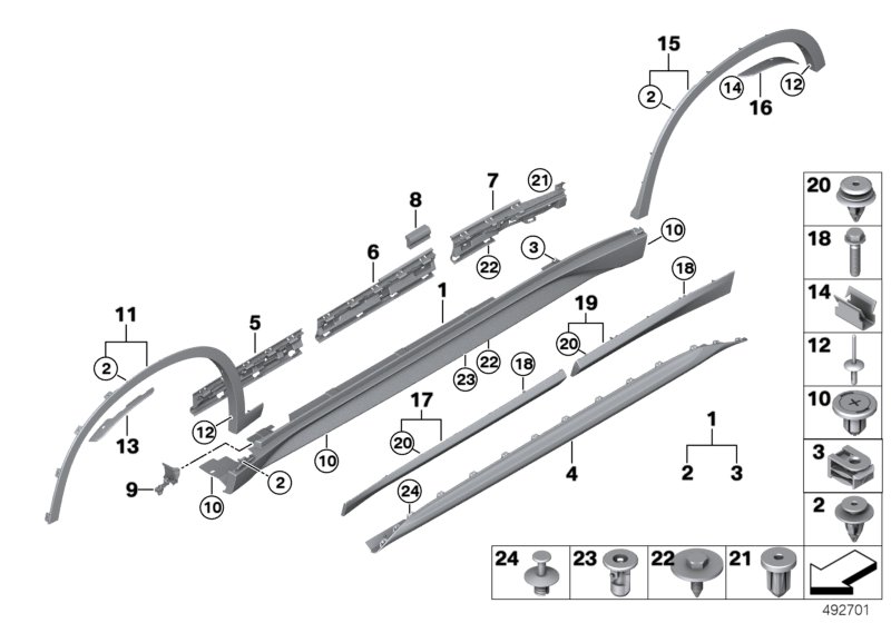 Genuine BMW 51777332332 Support Strip, Rocker Panel, Center Rgt (Inc. X1) | ML Performance UK Car Parts