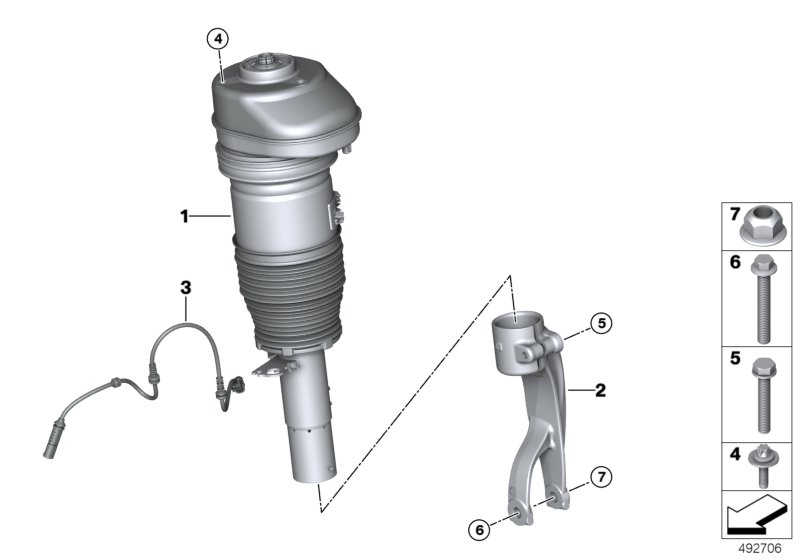 Genuine BMW 37106869032 Air Spring Strut, Front Right VDC (Inc. X5 50iX & X5 M50dX) | ML Performance UK Car Parts