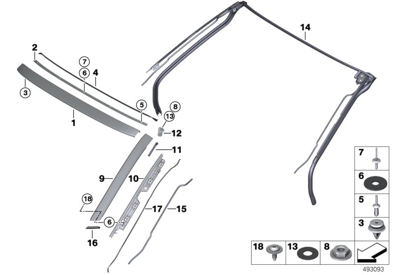 Genuine BMW 51337477329 I15 Holder Element Roof Trim Strip Fr.Left (Inc. i8) | ML Performance UK Car Parts