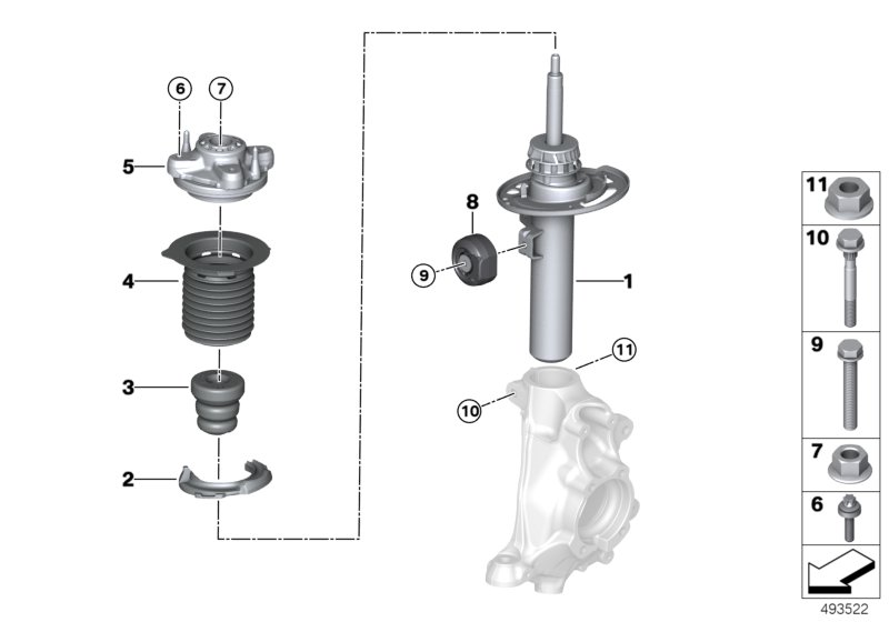 Genuine BMW 31316888456 G20 Front Right Spring Strut (Inc. 330i, 318d & 320d) | ML Performance UK Car Parts