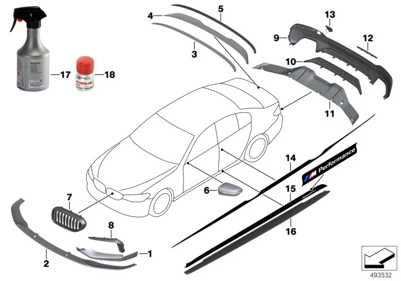 Genuine BMW 51192412410 G30 G31 Bumper Trim, Black Matte, Rear M PERFORMANCE (Inc. M550dX & M550iX) | ML Performance UK Car Parts