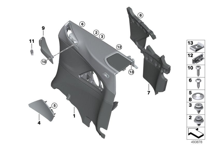 Genuine BMW 51418469106 F91 Lateral Trim Panel, Right BLACK/GREY (Inc. M8) | ML Performance UK Car Parts